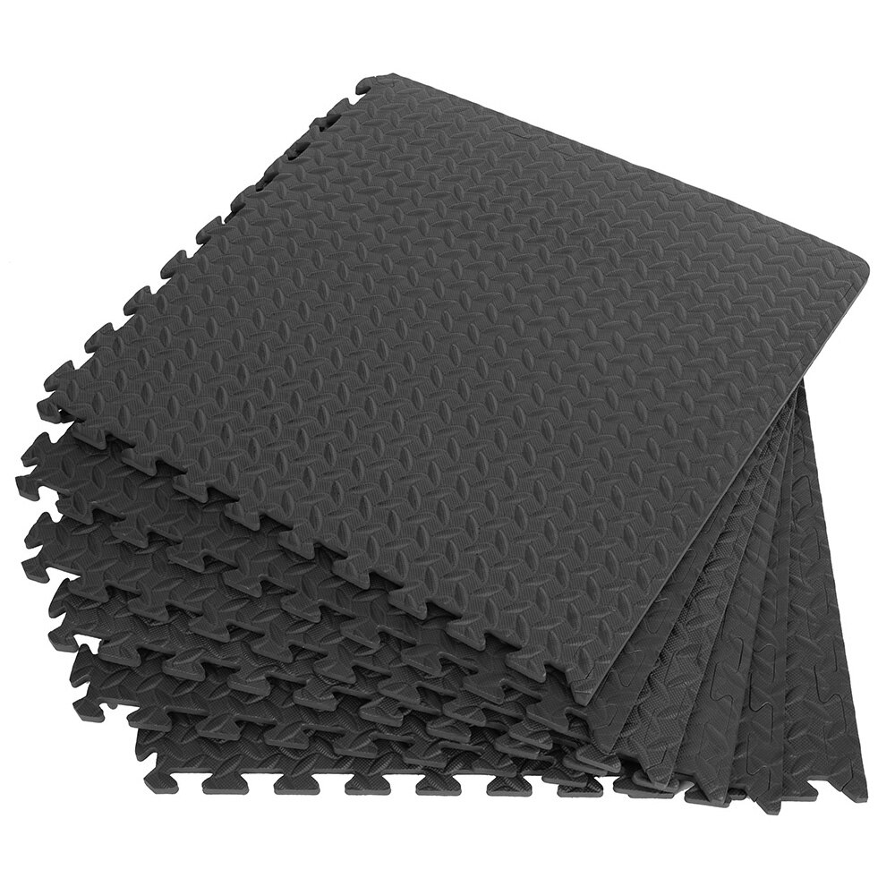 Alfombrillas de goma EVA de grano para suelo de gimnasio, esteras de empalme, alfombras de retazos, amortiguación gruesa de salones de fitness, 30x30 cm, 12 unidades