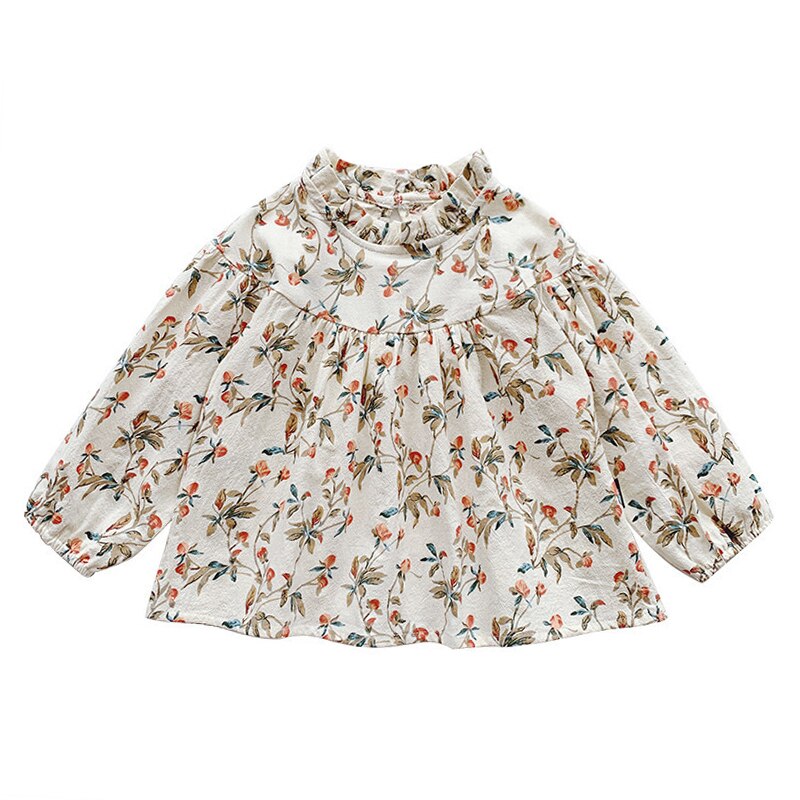 Camisas de otoño para niñas, camisa de manga larga con Flores rotas, prendas de cuello redondo para niños, camisas de de algodón, camisetas para niños pequeños