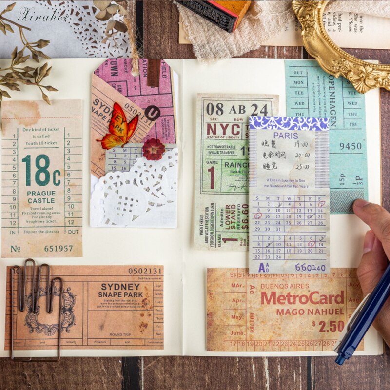 Xinaher 30 kpl/pussi kirjoitettava lippu askartelukortti roskapäiväkirja matkasuunnittelija leikekirja koristelu paperi tee itse scrapbooking albumi