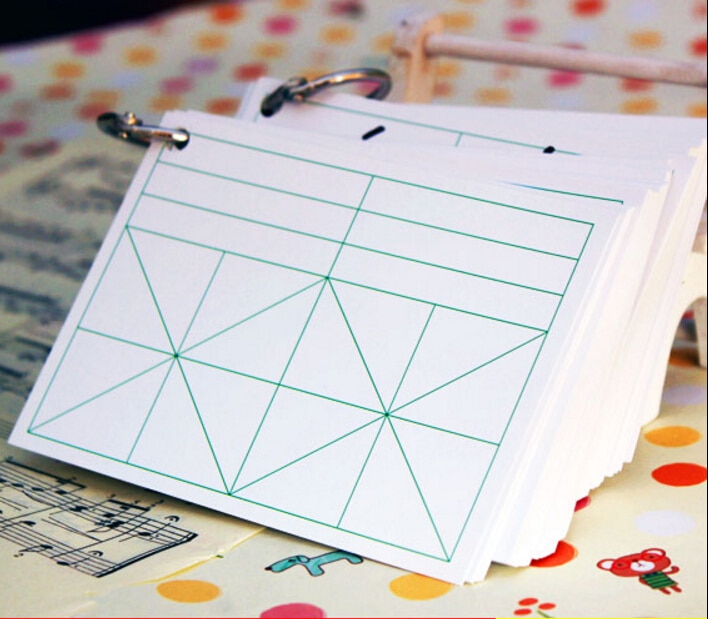 Wit Leeg grid rijst Draagbare notebook schrijven pinyin Chinese tekens kaarten, pak van 2, maat 11 cm * 8 cm, 100 vellen in totaal