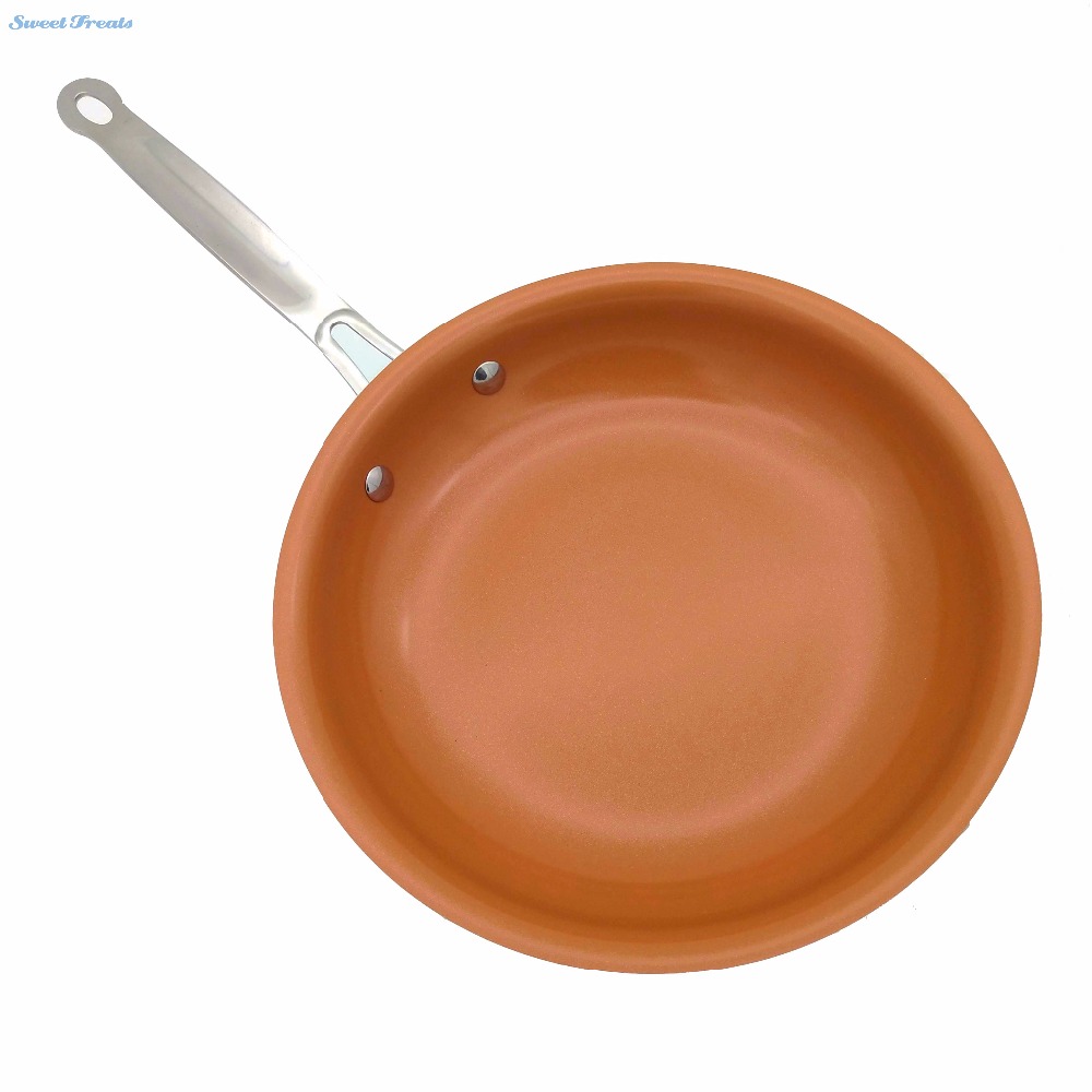 Sweettreats Non-stick Copper Frying Pan with Ceramic Coating and Induction Cooking,Oven & Dishwasher safe 10 Inches 12Inch