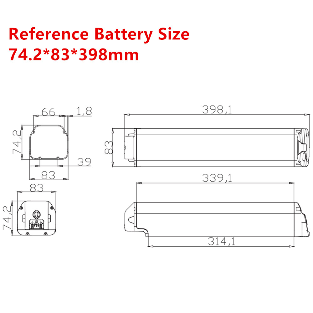 65 60 56 pcs 18650 cells Hidden Ebike Battery Box 48V 36V 52V Luna Cycle X2 Z1 Endure Ebike Dengfu E10 Frame Ebike Battery Case