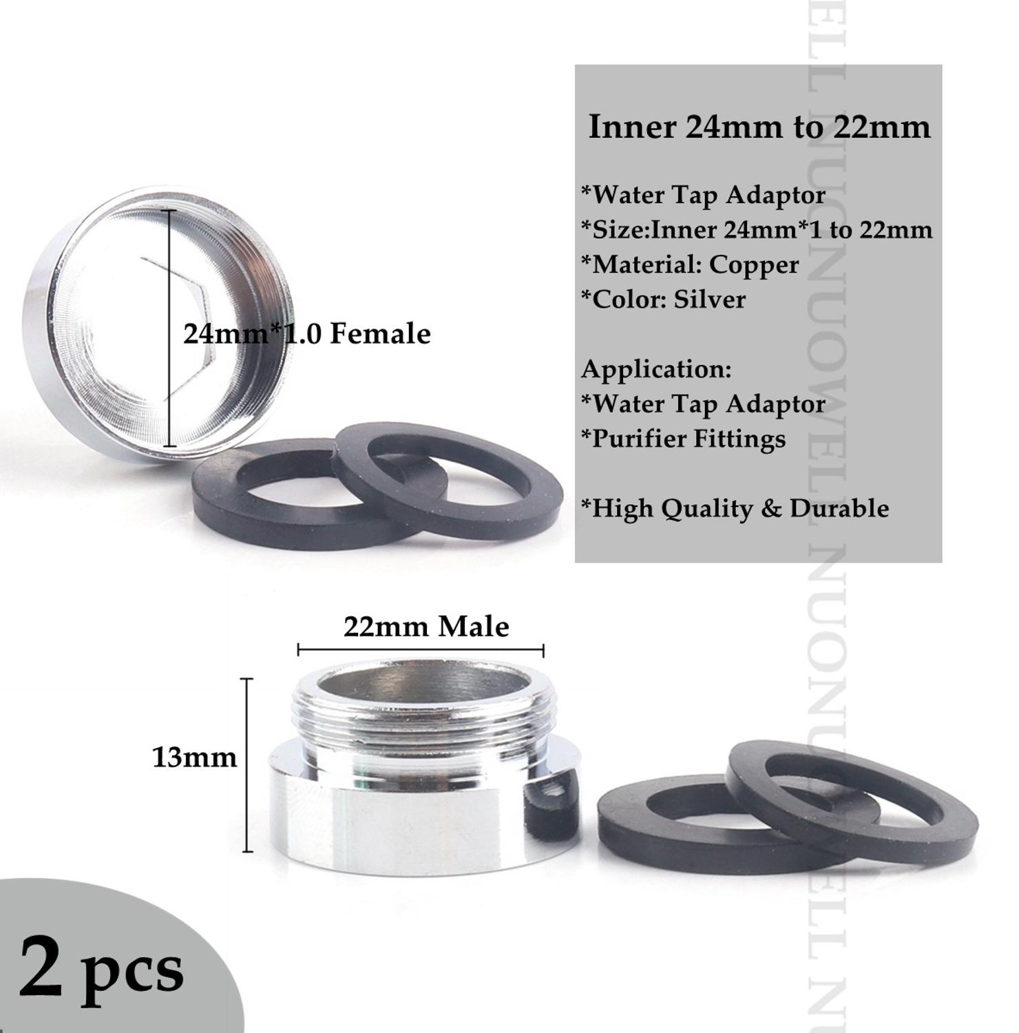 2pcs M22 Copper Kitchen Faucet Aerator Water Tap Adaptor Purifier Fittings Replacement Accessories Male Female Pipe Fittings: F24x1-M22
