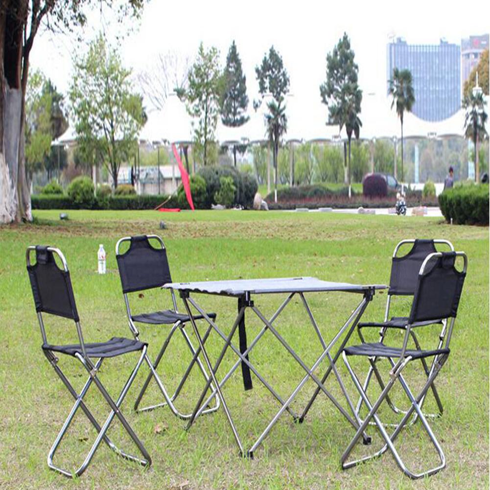 Ultralight Portable Folding Outdoor Fishing Camping BBQ Black Aluminum Backrest Stool