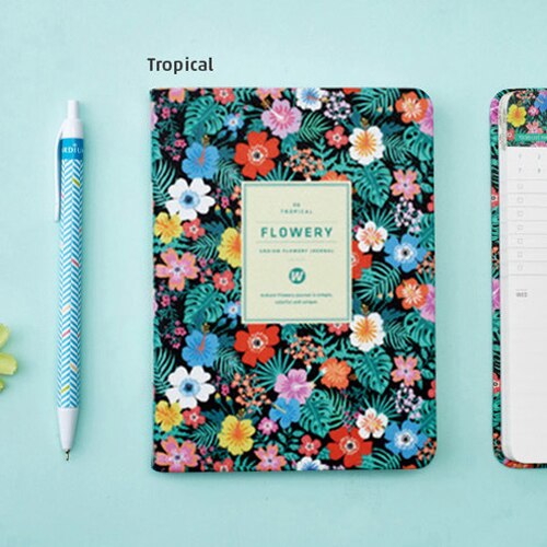 Agenda Vintage coréen Kawaii A6, Agenda annuel, hebdomadaire, mensuel et quotidien, organisateur de fleurs, carnet de notes, fournitures scolaires: Tropical