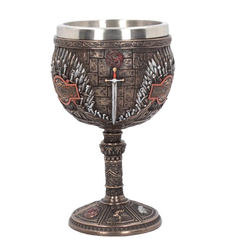 Bier Mokken Koffie Cups 3D Gothic Beker Ijzeren Troon Tankard Roestvrij Staal Hars Wijnglas Mok Jaar Kerst Fans: Style 11