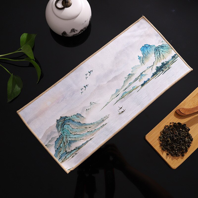 Suede ręcznik kuchenny gospodarstwa domowego Zen stolik do herbaty tkaniny maty chiński wysokiej klasy serwetki chłonne ręcznik do czyszczenia herbata Kung Fu akcesoria: 06 18x40cm