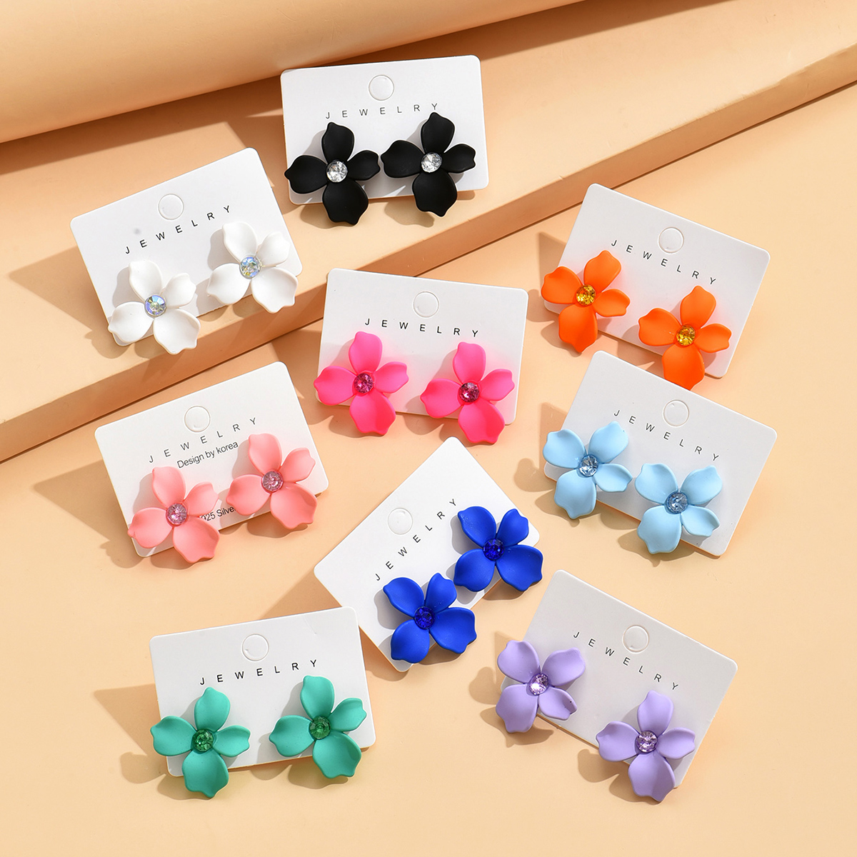 Pendientes coreanos rosas con forma de flor pequeña para mujer, aretes llamativos frescos y dulces, joyería de 2023