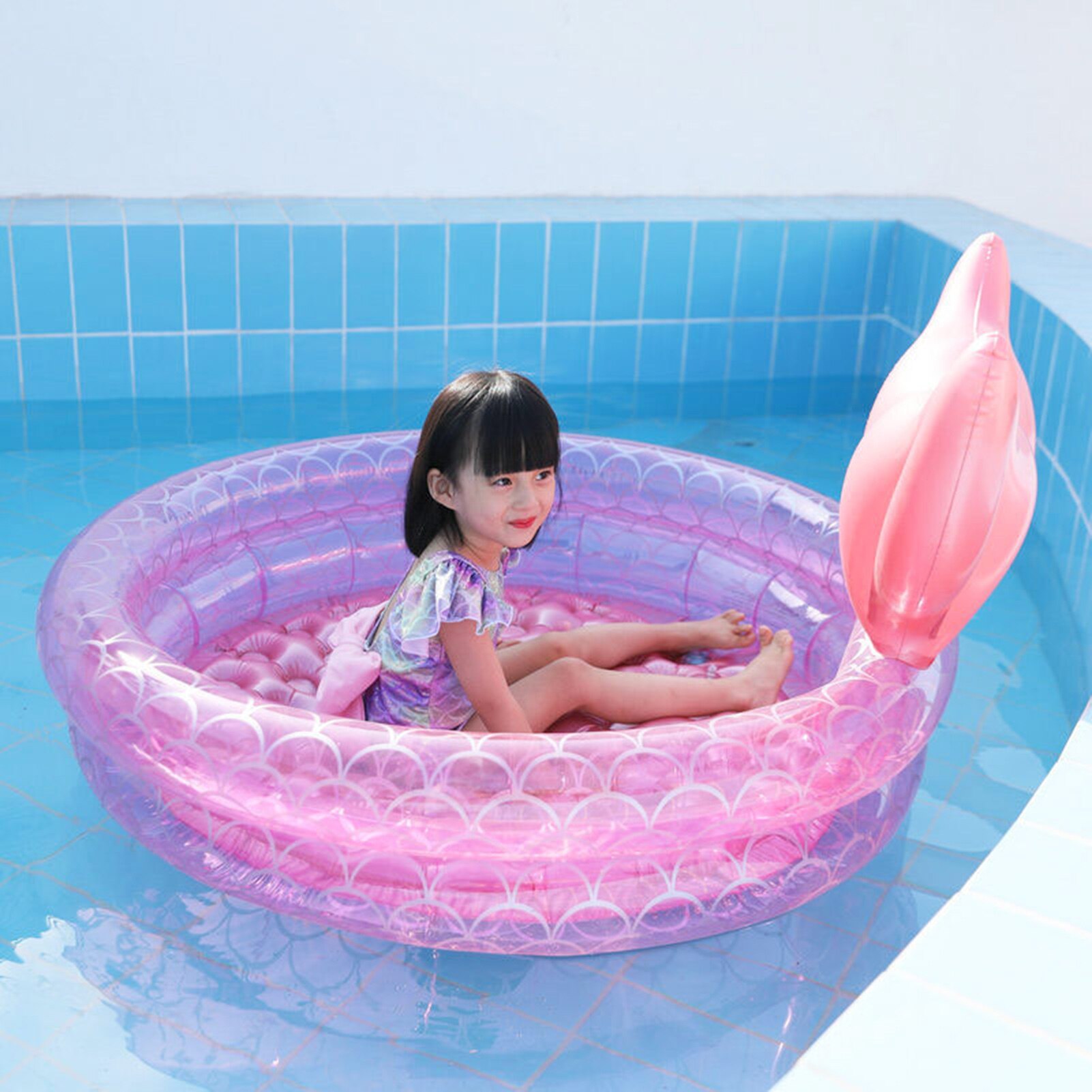 Piscina inflable de sirena, juguetes de verano para casa, princesa Rosa redonda, diversión con agua, jardín,