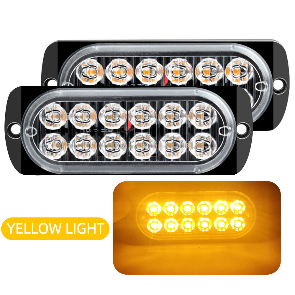 Luz de advertencia de coche de 12LED, luz de emergencia de avería, lámpara de baliza de remolque de camión, luz lateral LED ámbar de 12V para accesorios de coches KO: RGB