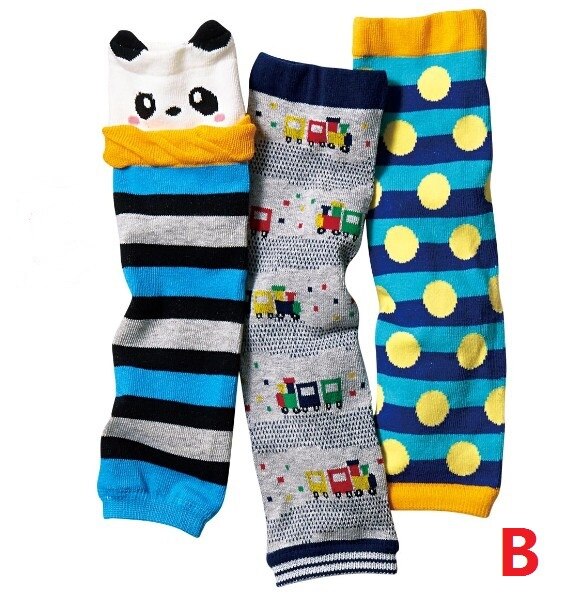 3 par / sett baby tegneserie legwarmer spedbarn jente gutt bomull knebeskyttere voksen armvarmer