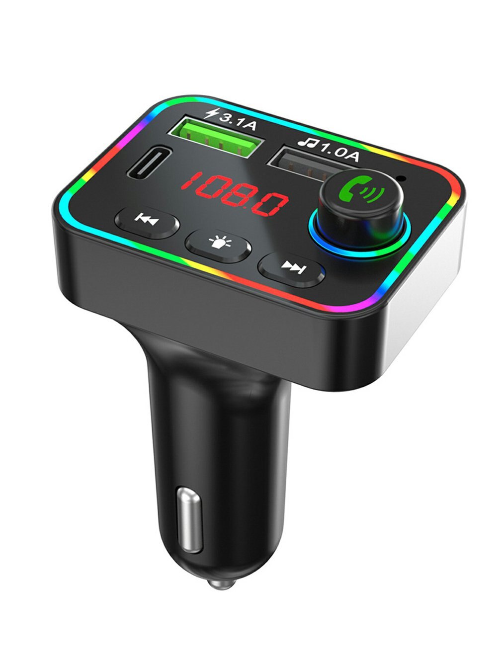 Bluetooth-autolautsprecher, kabelloser 5.0 -chip-player,  f4 sender, ambientebeleuchtung, usb-stick-karte, verstärkter, stoßfester player: Default Title