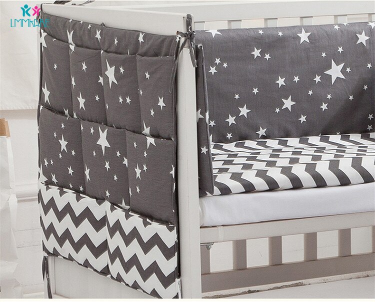 Grey Stars Cotton Soft Baby Crib Bumpers Bedding Sets Bed Bumper Include Pillowcase/ Bumper/ Sheet/Duvet Cover Baby Products