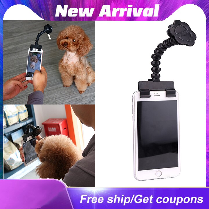 1 Stuks Kijken Camera Mobiele Telefoon Clip Huishouden Verstelbare Pet Pvc Selfie Stick Zwart/Wit Huisdier Selfie Artefact honden Accessor
