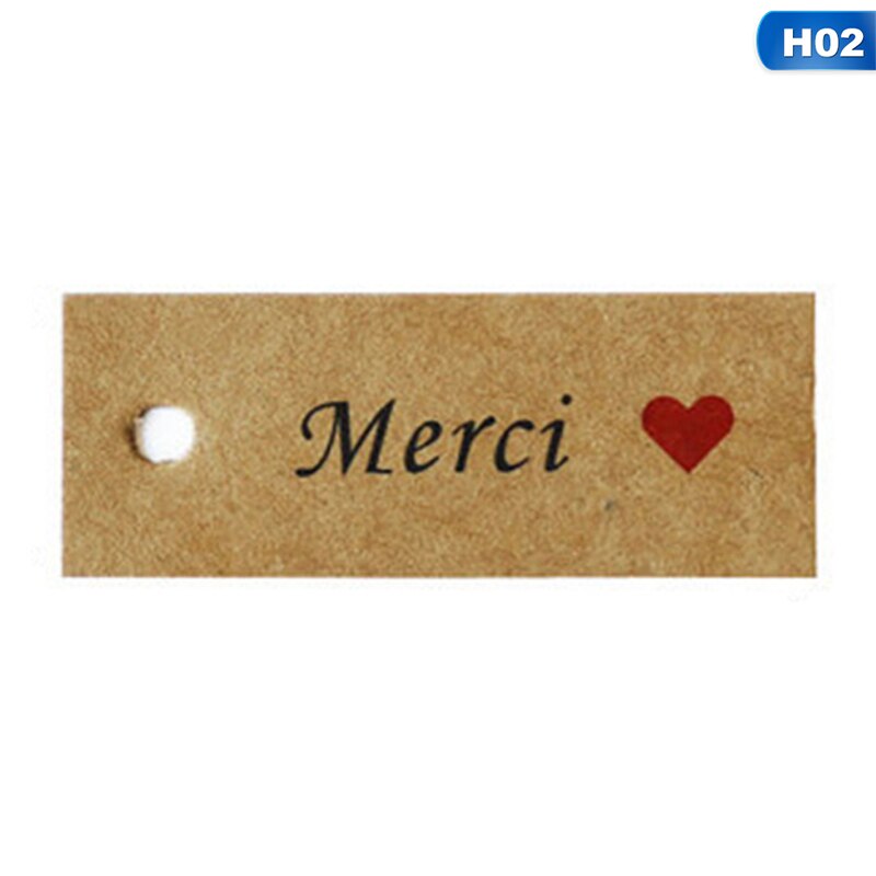 100 stücke Kraft Papier Danke Etikett rot Herz Schild Danke Handgemachte Merci handgefertigt Etikett-Schild: H02