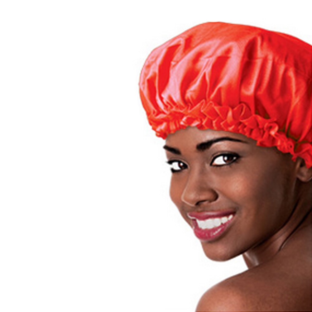 Shower Hat Night Sleep Caps Hair Care Satin Bonnet Caps Nightcap For Women Men Unisex TB: Red