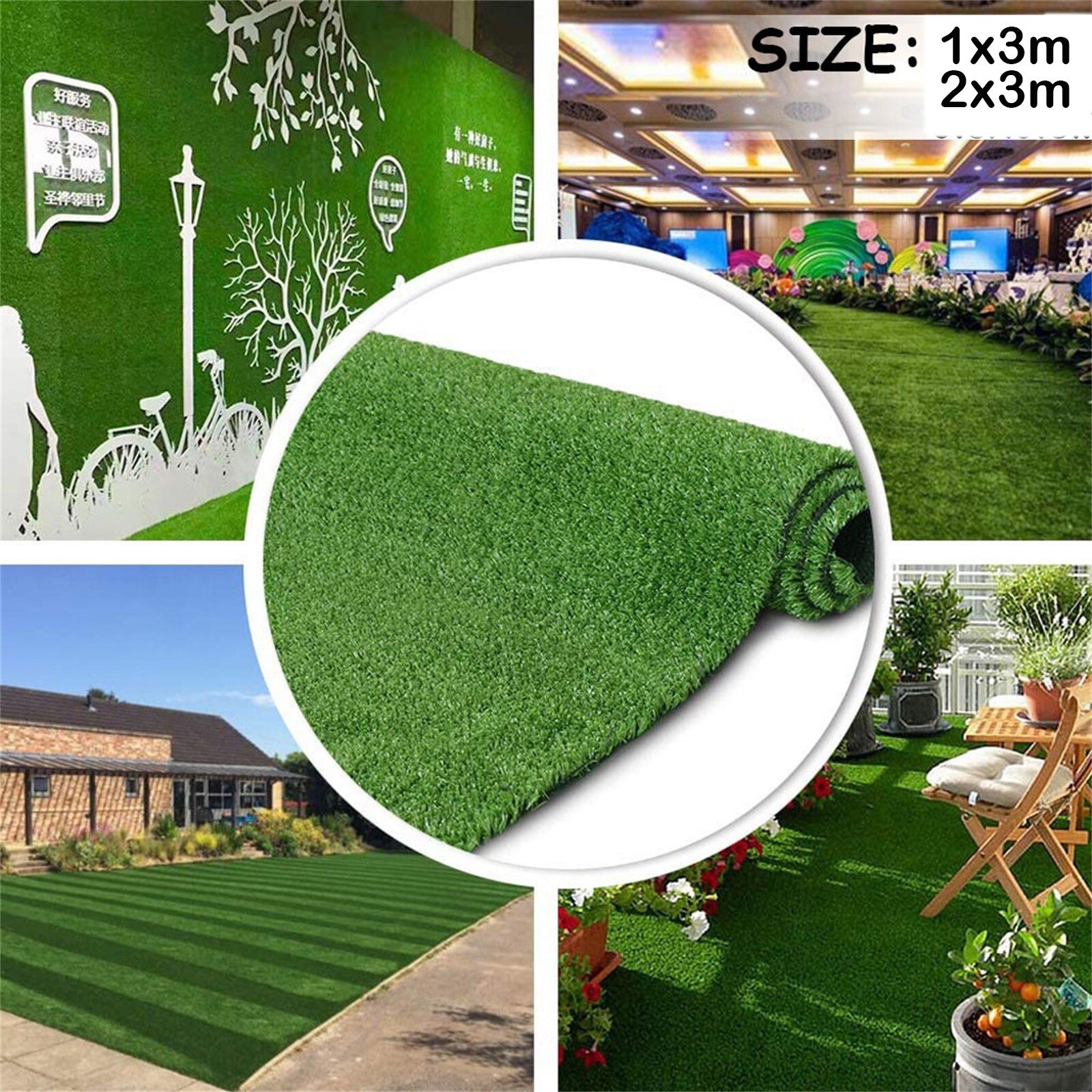 Alfombra de césped Artificial para exteriores, accesorio de plástico de 1X3 m, 2x3 m, para balcón, escuela, césped verde para , boda, decoración de Navidad