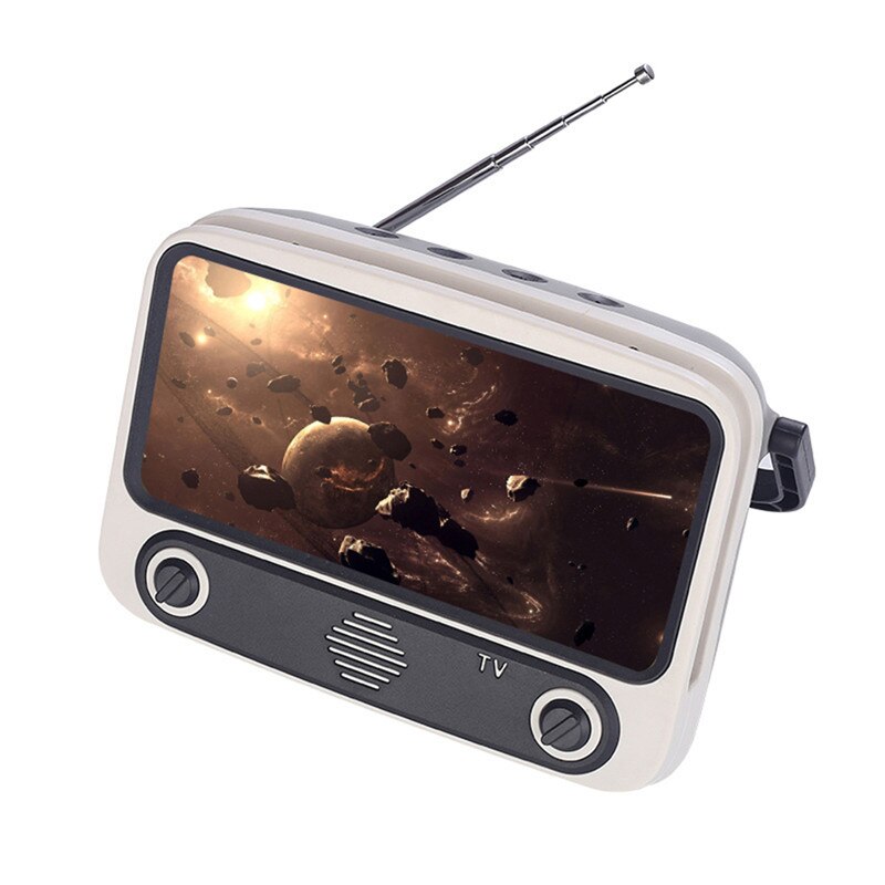 Bærbar høyttaler retro bluetooth høyttaler / bærbar tv telefonholder mobil tv trådløs høyttaler: Grå