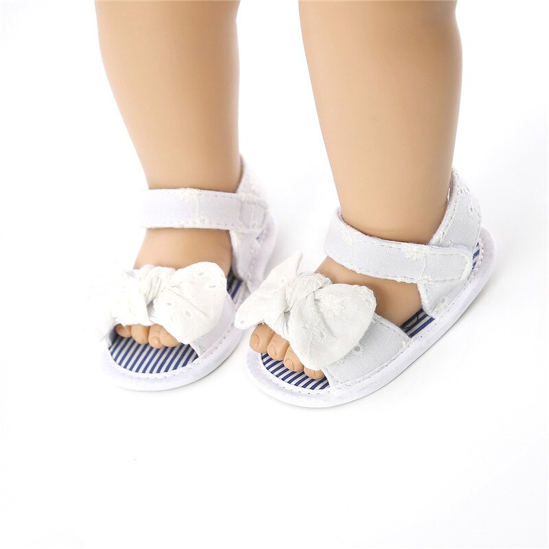 Baby meisjes sandalen zomer effen streep strik platte knoop met 0-18 maanden kinderen dragen schattig