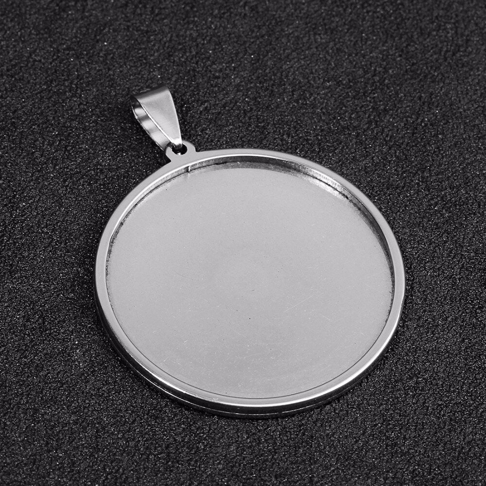 Cabujón con colgante de acero inoxidable, Base para camafeo, bandeja con bisel en blanco, suministros para joyería, , 20/35/40mm