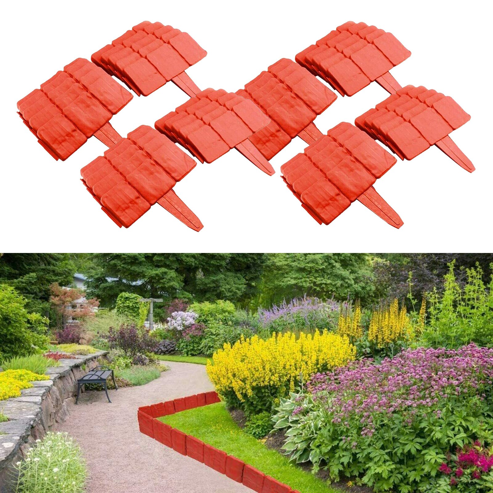 20Pieces Garden Fence Edging Decorative Patchwork Fence Garden Edging Fence Stone Patio Fence Edging Plant Border Garden Border