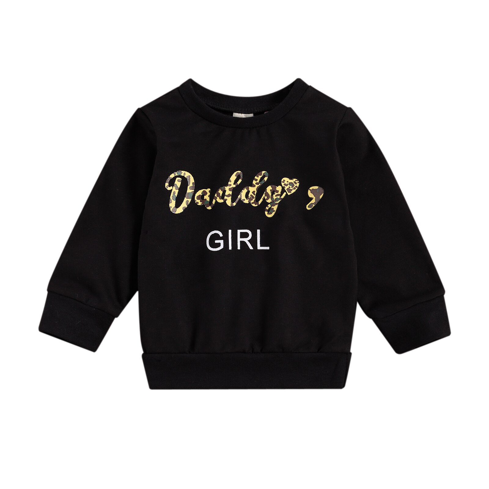 Herfst En Winter Daddy S Meisje Sweatshirt, Zwarte Letters Effen Kleur Top Met Lange Mouwen: 3M