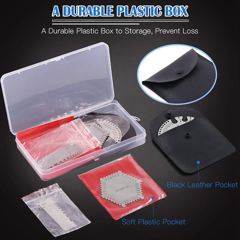 3 Pcs Stainless Steel Welding Gauge Set Wet Film Comb Wire Metal Sheet Thickness Gauge Round Dual-Sided Wire