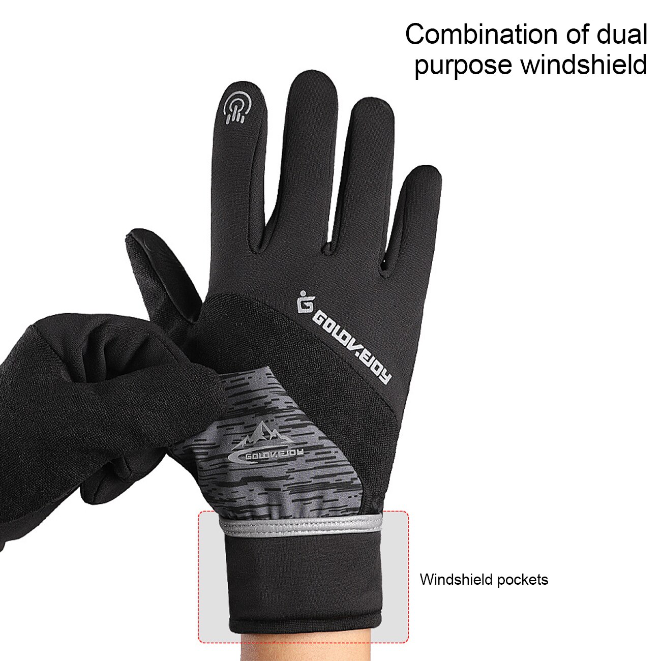 Winter Ski Mittens Warm Waterproof Reflective Gloves For Cycling Unisex Full Finger Thermal Fleece Touchscreen Reflective Golves