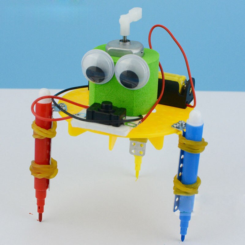 Gizmo científico DIY para niños, Robot de Graffiti, rompecabezas ensamblado hecho a mano, juguete Simple, materiales didácticos de física, 1 pieza