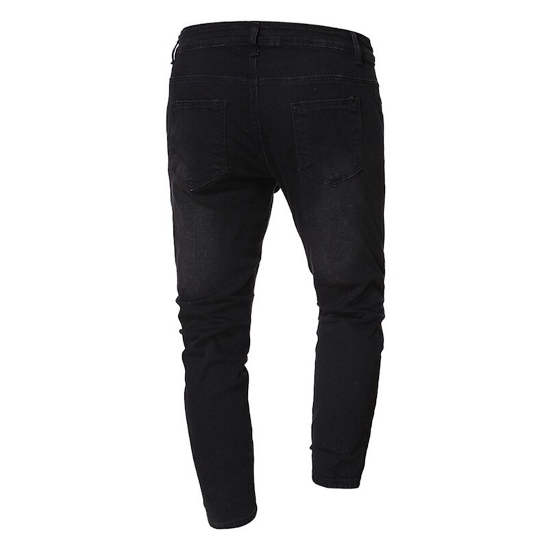 Pantalones de mezclilla ajustados para hombre, pantalones con rasgado, Vaqueros flexibles, Vaqueros ajustados con bolsillos para hombre
