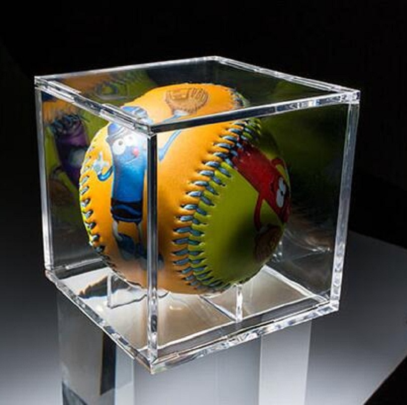 8cm akryl baseball box relateret display terning tennis gennemsigtig sag til bold souvenir opbevaring kasser holder uv beskyttelse