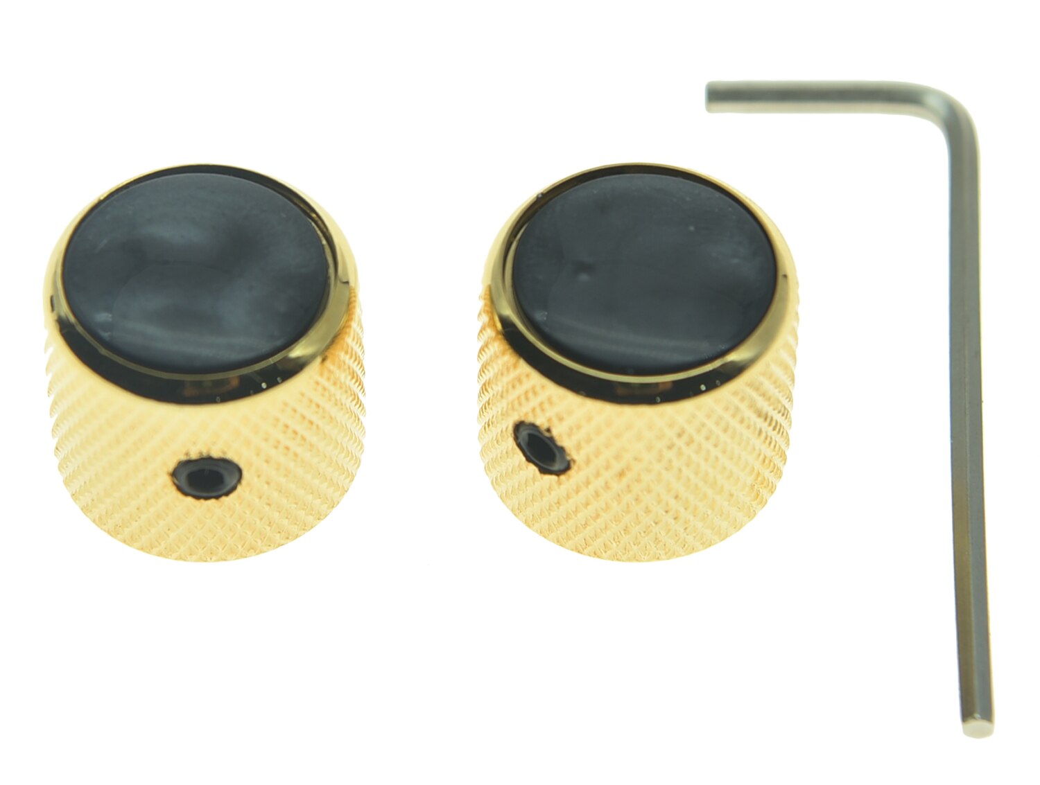 Dopro Set of 2 Black Pearl Top Cap Guitar Dome Knobs with Set Screw for Tele Guitars Black Pearl Bass Knobs: Gold