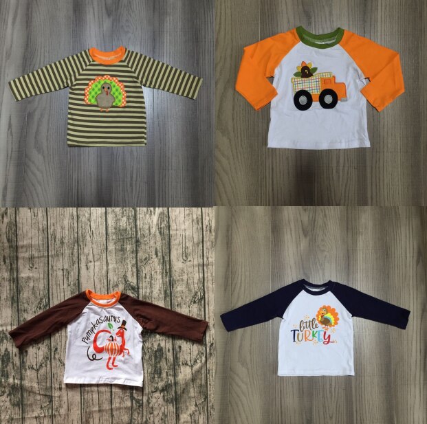 Girlymax Speciale Verkoop Van Thanksgiving Baby Meisjes Turkije Top Truck Dinosaurus Raglan Meisje Winter Top