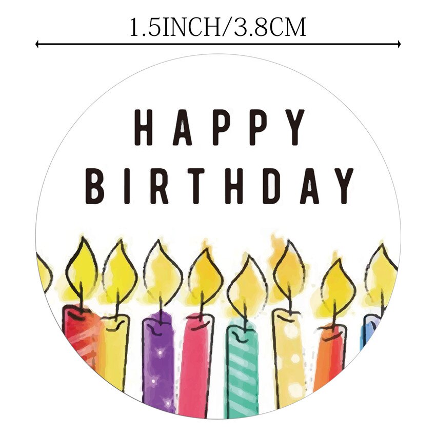100-500Pcs 8 Designs Happy Birthday Round Stickers Party Packaging Seal Labels 1.5inch Scrapbooking Cards Decoration