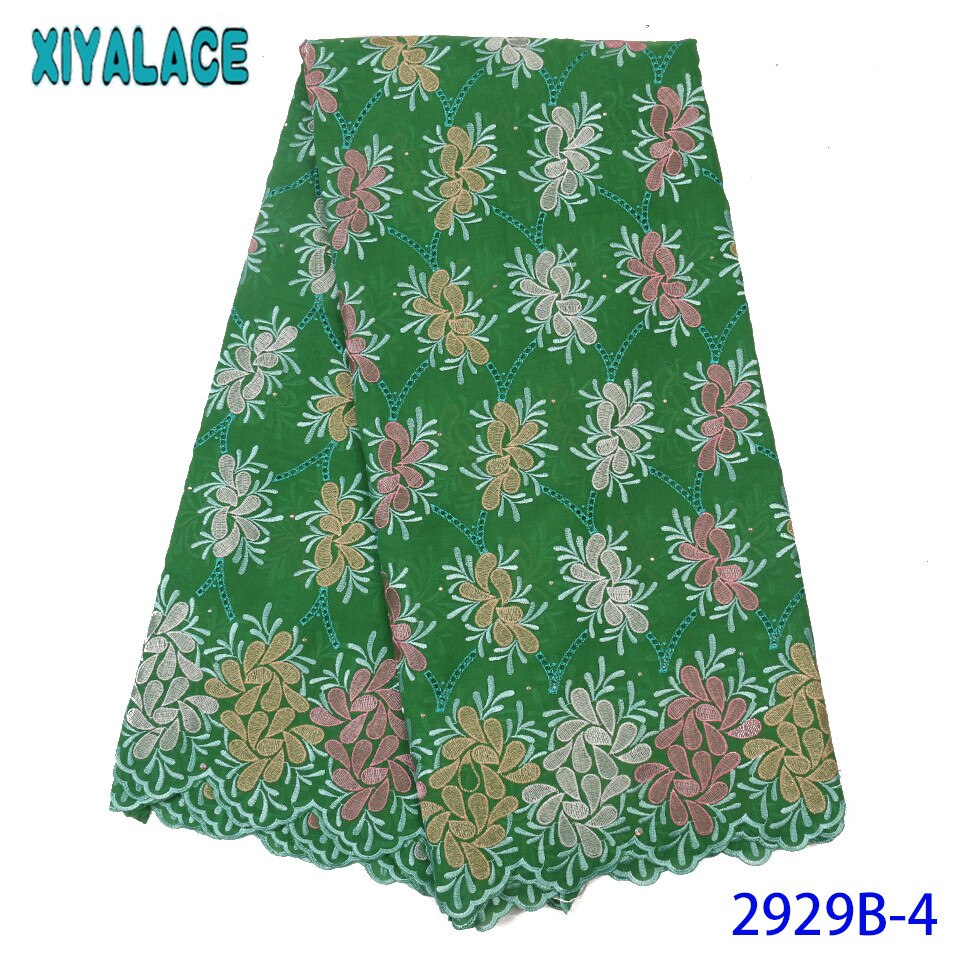 Afrikanischen stoff spitze , Neueste Grün Baumwolle spitze mit Diamanten, spitze Afrikanischen stoff für frauen KS2929B-4