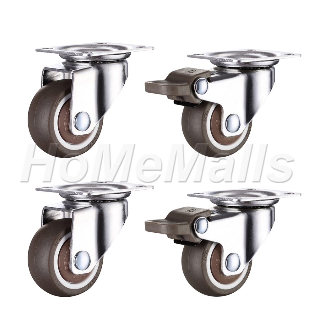 2pcs Swivel Caster Rubber 360 Degree Wheels Silent Top Plate Universal Caster For Shopping Cart Trolley Workbench Smooth Durable