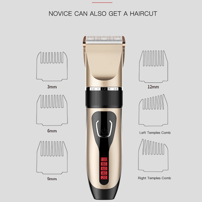 Hair Clipper Rechargeable Electric Digital Hair Trimmer Smart Base Charge Waterproof Men's Haircut Tool
