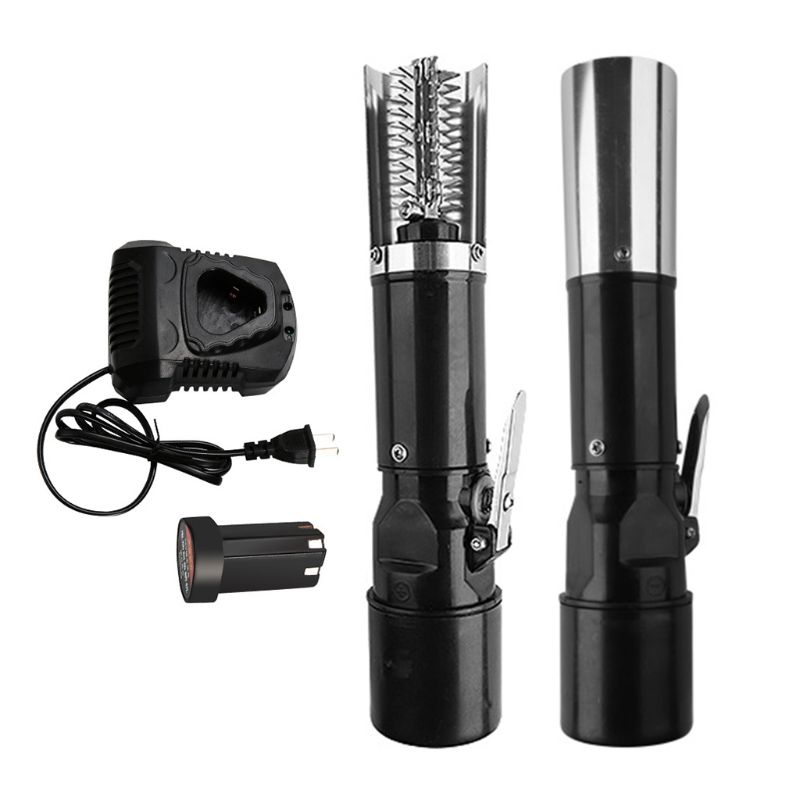 Electric Fish Scale Remover Cleaner Seafood Tool Stainless Steel Waterproof Cordless Automatic Scraper Kitchen Helper Cleaning B: Black-rechargeable