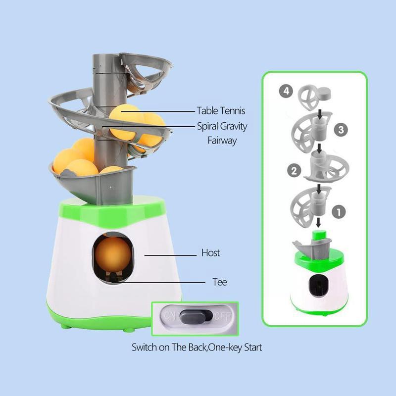 Mini Table Tennis Ball Machine Pvc Material Robot Service Pitching For Kids Trainer Sport Game Blue Green F8s4