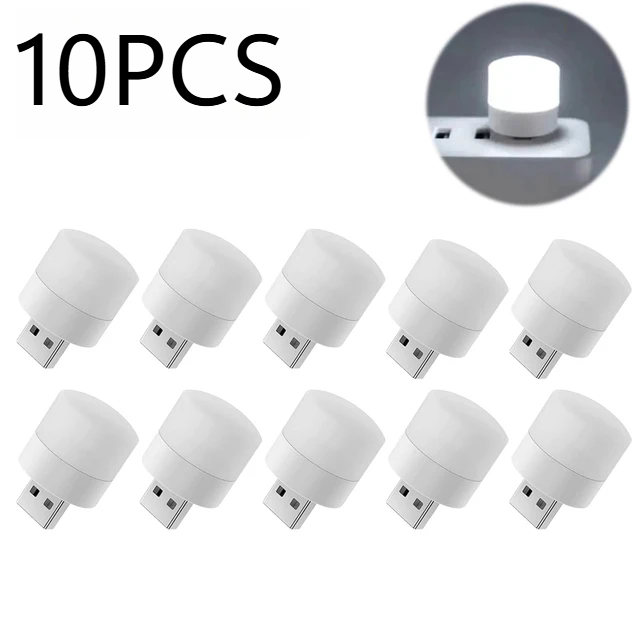1/10Pcs Mini USB Night Light Eye Protection Book Reading Light USB Plug Computer Mobile Power Charging LED Night Lamp Warm White: PURPLE