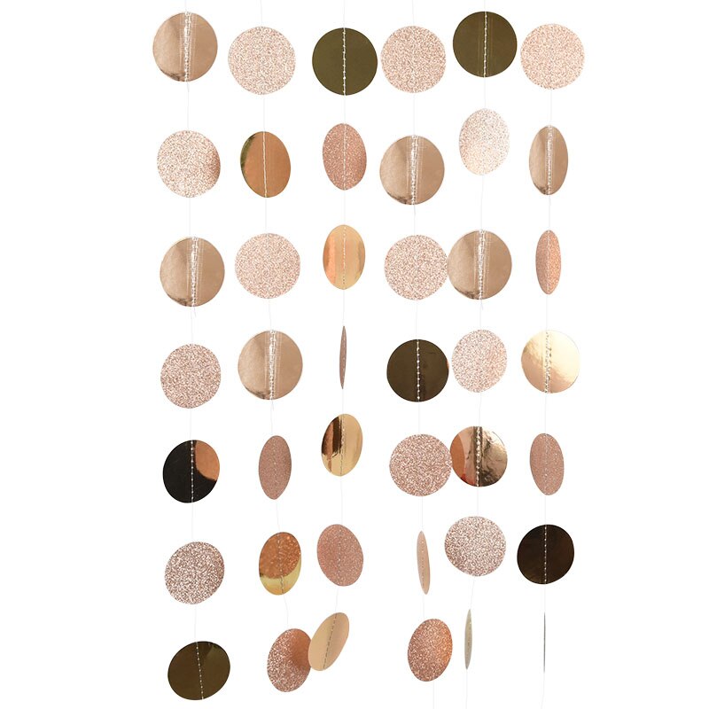 4Meter Silver Gold and Black Paper Circle Garland Round Banner Wall Hanging Garland For Christmas Wedding Birthday Party Decor