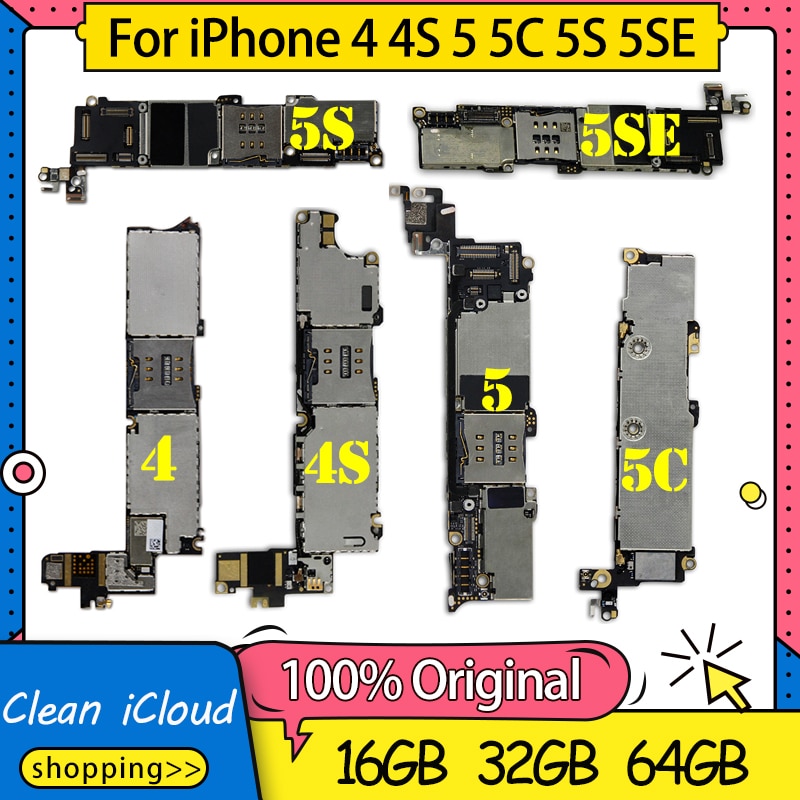 Originele Ontgrendeld Voor Iphone 4 4S 5 5C 5S 5SE Se Moederbord, demonteren Voor Iphone 5 5G Logic Board Met Ios Systeem