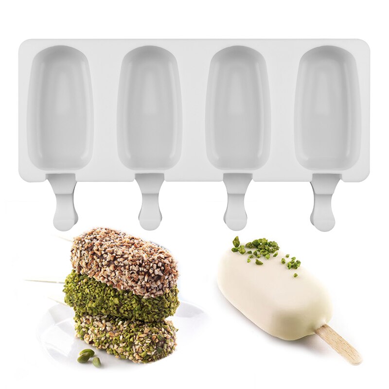 Ice Cube maker 4 Gaatjes Siliconen Vriezer Ijs Mold candy bar Maken Tool Sap Popsicle Mallen Kinderen Pop Lolly lade