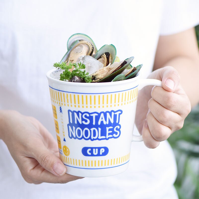 Instant Noodle Kom Keramische Kommen Met Deksel Creatieve Havermout Cups Met Handvat Japanse Ramen Noodle Kom Keuken Accessoires