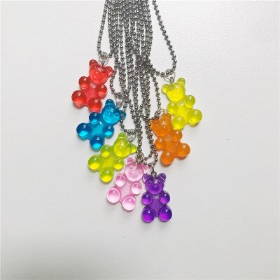 popular gummy bear trendy necklace women stainless steel chain womens necklace cheap jewelry with