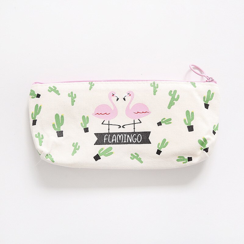 Cute flamingo pencil case kawaii cartoon pen box school pencil case Learn office stationery supplies: D-a99a