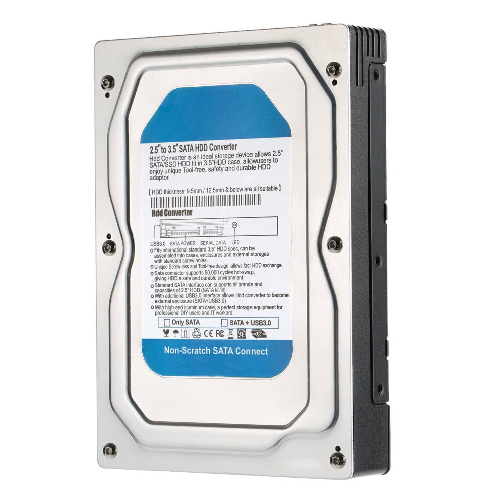 1 baie 2.5 "à 3.5" SATA adaptateur de convertisseur de disque dur 2.5 à 3.5 pouces disque dur interne SSD plateau Caddy avec Interface USB 3.0