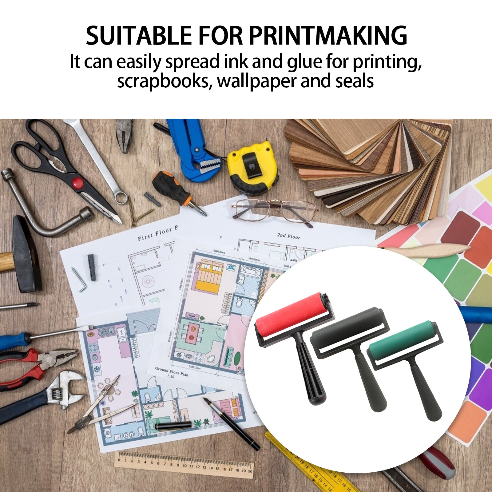 10cm Printmaking Rubber Roller Soft Brayer Craft Projects Ink And Stamping Tools Engraving Roller Art Tool Paint Rollers