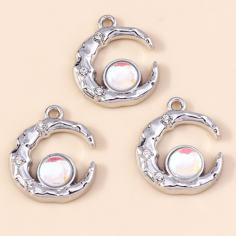 Leslie 5 Stuks Prachtige Gouden Zilveren Kleur Kristal Halve Maan Sterren Bedels Voor Oorbellen Armband Ketting Diy Sieraden Hangers: Rood