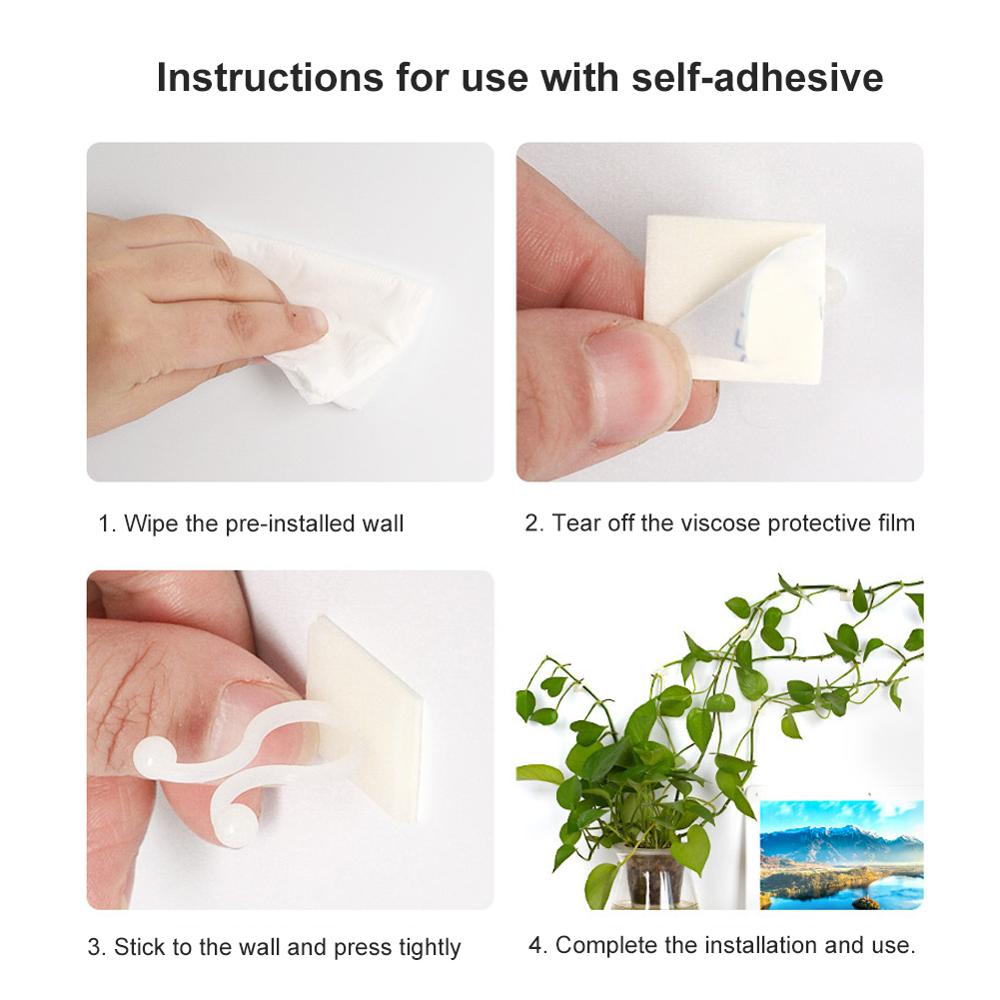 10PCS Plant Climbing Wall Clip Invisible Wall Vines Fixture Wall Sticky Hook Holder Plant Supports Balcony Garden Decoration L1